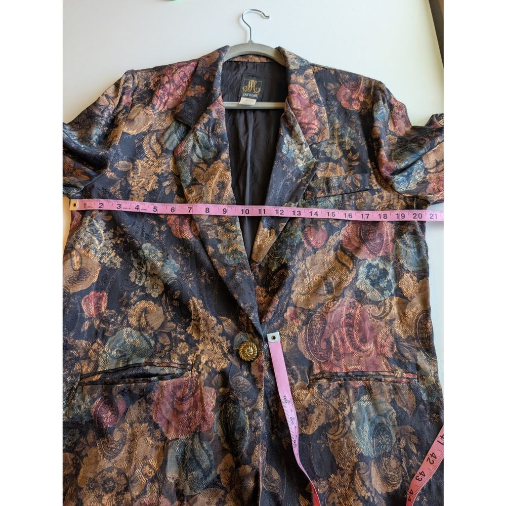 Vintage Jacket Metallic Floral Jacquard San Moire Whimsigoth Fairy Grunge Size M - Picture 9 of 10